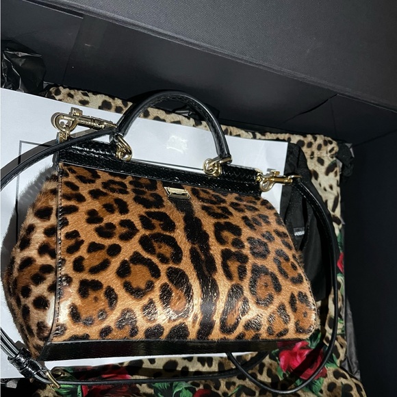 DOLCE & GABBANA Sicily Leopard Roses Pony-hair Bag  W Sequin Embroidery - Picture 15 of 15